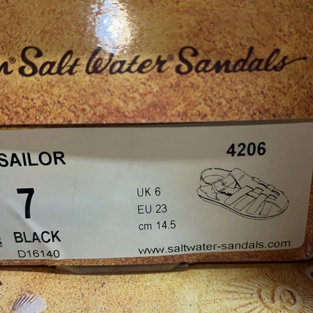 AUTH NIB Salt Water Sandal by Hoy Shoes Sun-San - Sailors BLACK